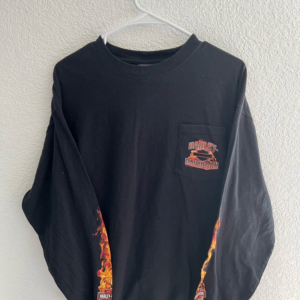 Harley-Davidson Lone Wolf Long Sleeve Tee with Orange Flames